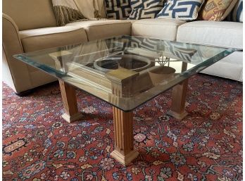 Modern Glass & Wood Coffee Table