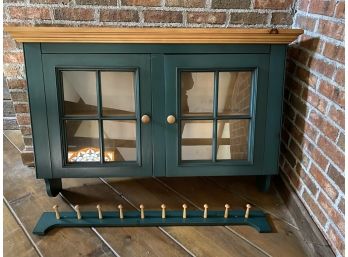 New, Unused Pine & Green Painted Cabinet, Perfect For The Mudroom!