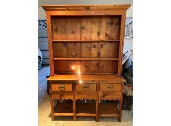 Rustic Knotty Pine Buffet With Shelved Hutch Top