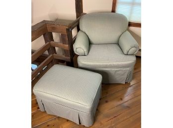 Beautifully Custom-Upholstered 'Chelsea' Chair & Ottoman By Hickory Chair