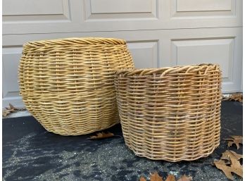 Pair Of Large, Quality Wicker Baskets