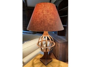 Fabulous Industrial Metal Table Lamp, Textured Woven Shade