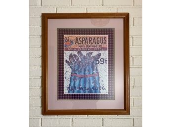 Fun Farmhouse/Country Print, Asparagus Seed Packet, Double-Matted & Wood Framed
