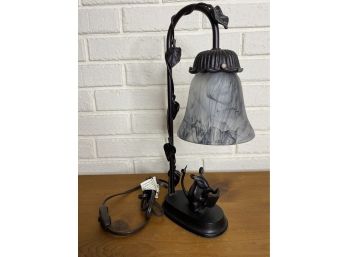 Rare & Whimsical Vintage Reading Lamp Featuring A Mouse Reading A Book