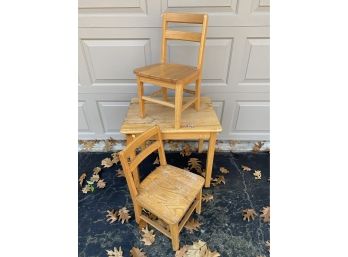 Solid Oak Children's Sized Table & Chairs