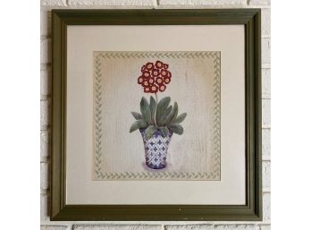 Charming & Cheerful Print Of Red-Flowered Potted Plant