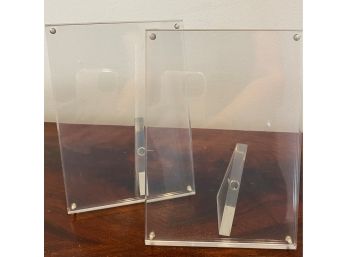 Thick Lucite Tabletop Frames, Pair