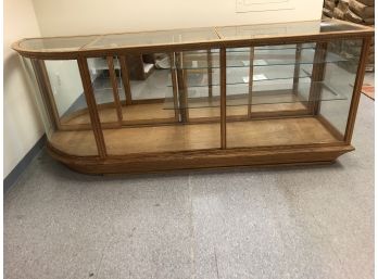 Antique Oak Curved Glass Display Case