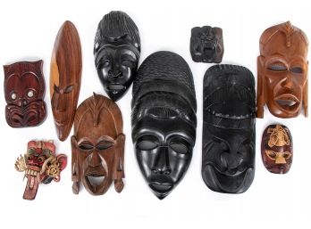 Lot Of Wood Multicultural Masks