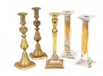 Solid Brass And Brass Plated Candlestick Holders