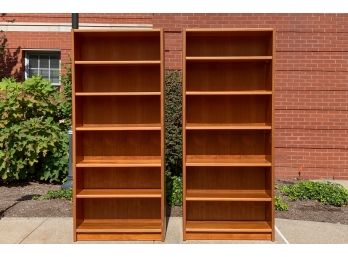 Two Tall Rustic And Simple Bookcases