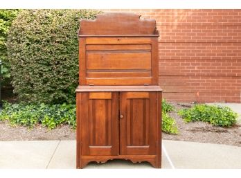 Rustic Drop Front Solid Wood Secretary With Cabinets