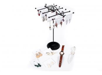 Jewelry Tree Stand With Earrings And Watches