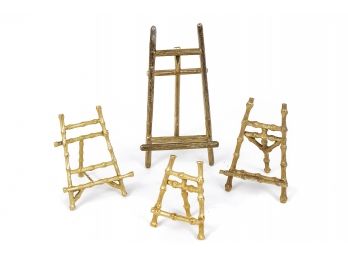 Four Bamboo-style Cast Brass Stands