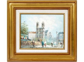 Oil On Wood Board Old French Province Painting