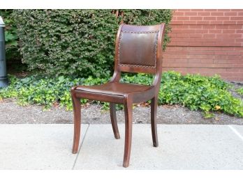 Vintage Leather And Wood Chair