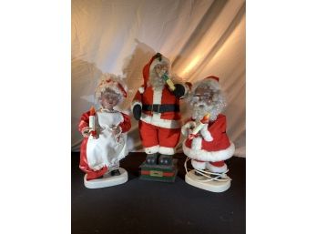 Vintage Christmas Santa Clauses, Black Santa And Misses Clause (H05)