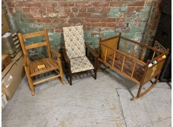 Childs Play Lot, 2 Toddler Chairs And A Baby Doll Crib(h04)