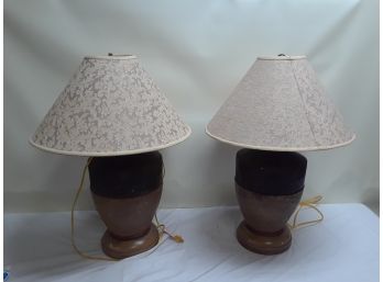 Two Large Table Lamps With Shades