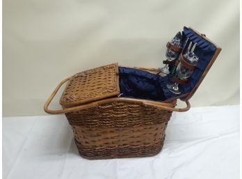 Picnic Basket With Glasses And Some Utensils