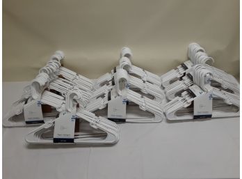 Ten Packs Of 18 White Plastic Hangers- New