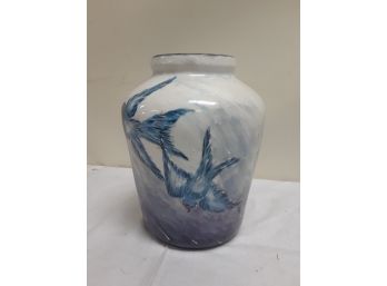Vintage Bird Hand Painted Altwasser Silesia Vase