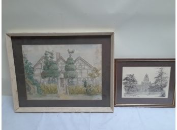 Two Framed Signed Art Works 'Tree Home'