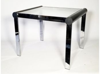 A Vintage Modern Chrome And Glass Side Table