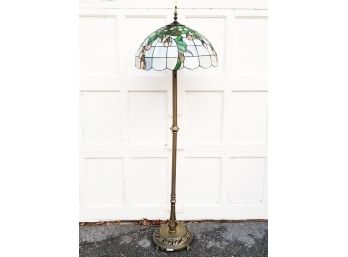 A Tiffany Style Stained Glass Standing Lamp