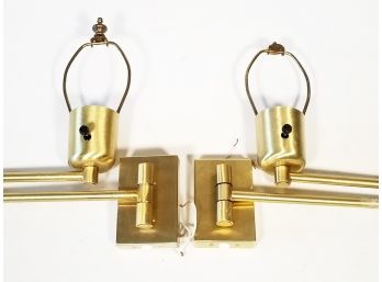 A Pair Of Modern Brass Extendable Sconces