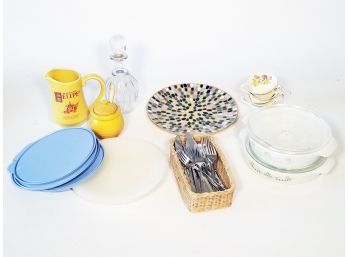 A Modern Kitchen Assortment Including Towle Stainless Flatware And Le Creuset Honeypot