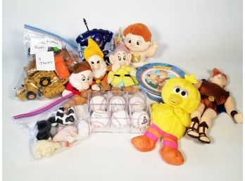 A Large Assortment Of Vintage Collectible Toys - Signed Baseballs, Hercules, Smurfs And More!