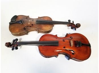 A Pair Of Vintage Violins - 'D'