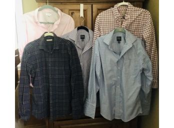 5 Men's Quality C0tton  Dress Shirts Burberry Brit, Jos. Banks, J. Crew, Calvin Klein ( See Description)