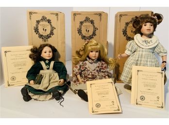 Lot Of 3 Boyds Yesterday's Child Dolls: Rachael (no Raspbeary Bear), Lynne (no Jigsaw), Laura (no Lucy)