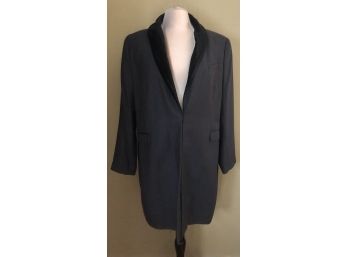 Women's Soft Surroundings Light Weight Gray Jacket W/ Black Velvet Collar Size L