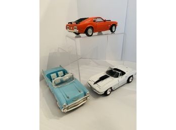 Lot Of 3 ERTL Die Cast Model Cars: 1979 Boss Mustang, ‘57 Bel-Aire, ‘67 Chevy Corvette