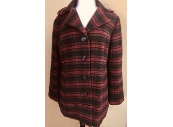 Joan Rivers Red Plaid Lined Coat Size L