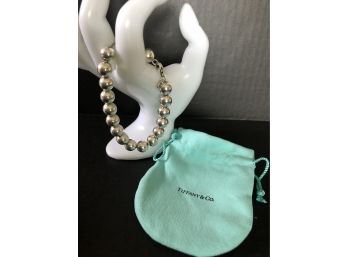 Tiffany & Co. Sterling Silver Beaded Bracelet & Original Bag - 8' Length~ 20 Gram Weight