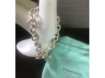 2004 Tiffany & Co. Sterling Silver Chain Link Bracelet Stamped & Marked With Original Bag