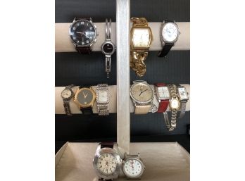 Lot Of 13 Watches - Untested - 2 Movado, 2 Eddie Bauer, Swiss Army, Judith Ripka & Others ( See Description)
