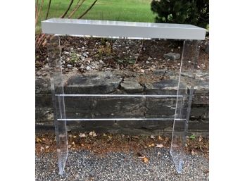 Lucite Sofa Table 34' H X 30'W X 9' Depth Gray Top (see Condition)