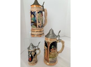 3 German Steins (1 Musical- Works Sounds Good But Plays Slowly)