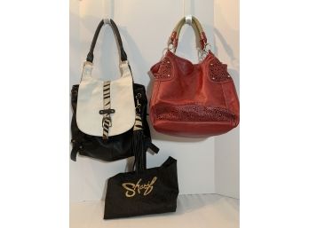 Black & White SHARIF Purse With Dust Bag & Red Scarleton Large Handbag