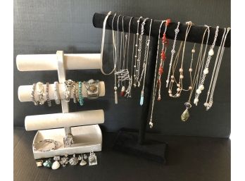 LARGE Sterling Silver Jewelry Lot # 1 - 38 Pieces  -ALL Marked 925 Some From QVC & HSN ( See Description)