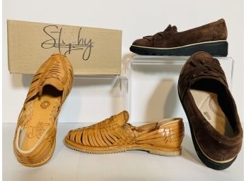 Gently Worn Stephy Leather Flats (marked '5', Box Says '8') & 7-1/2 Collection By Clarks (no Box)