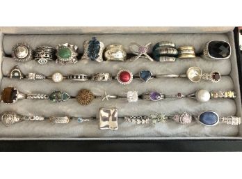 Lot # 3  Assorted 39 Cocktail Rings Many Marked Sterling Silver ( See Description)