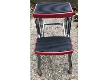 Vintage Small/Short Red Step Stool 17' H X 11' W