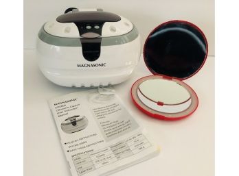 Magnasonic Electric Jewelry Cleaner W/ Booklet   Light Up Magnifying Mirror Both Tested & Working