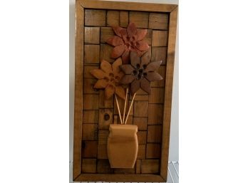 3D Wooden Wall Art 3 Flowers In A Vase 17-1/2” X 9-1/2”